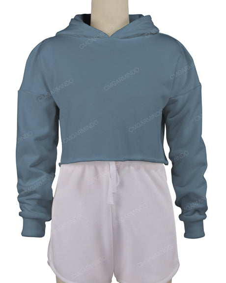 Raw Edge Crop Hoodie