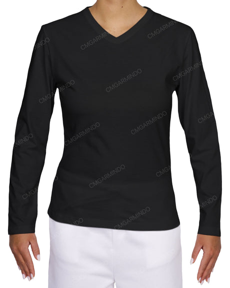 Fitted Long Sleeve V-Neck T-Shirt