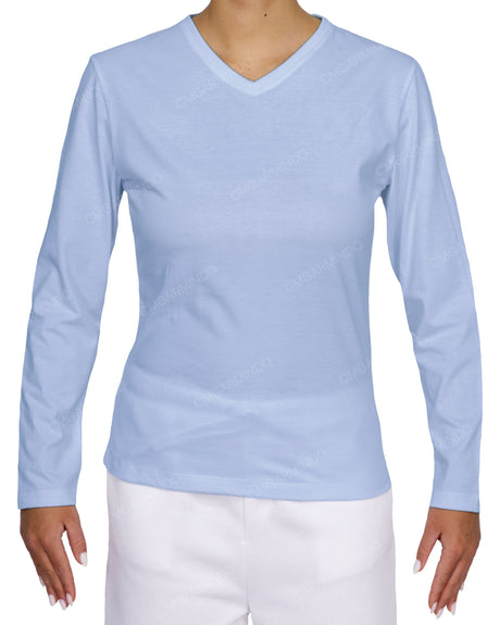 Fitted Long Sleeve V-Neck T-Shirt