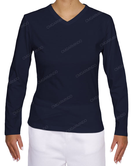Fitted Long Sleeve V-Neck T-Shirt