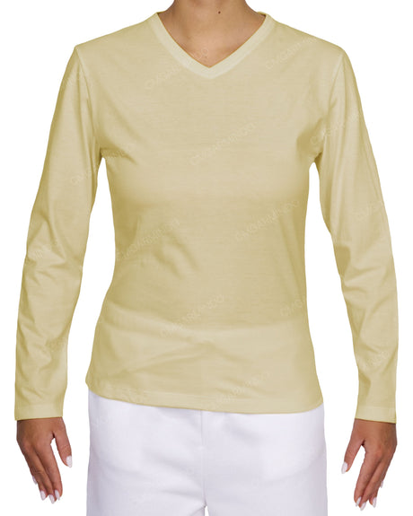 Fitted Long Sleeve V-Neck T-Shirt