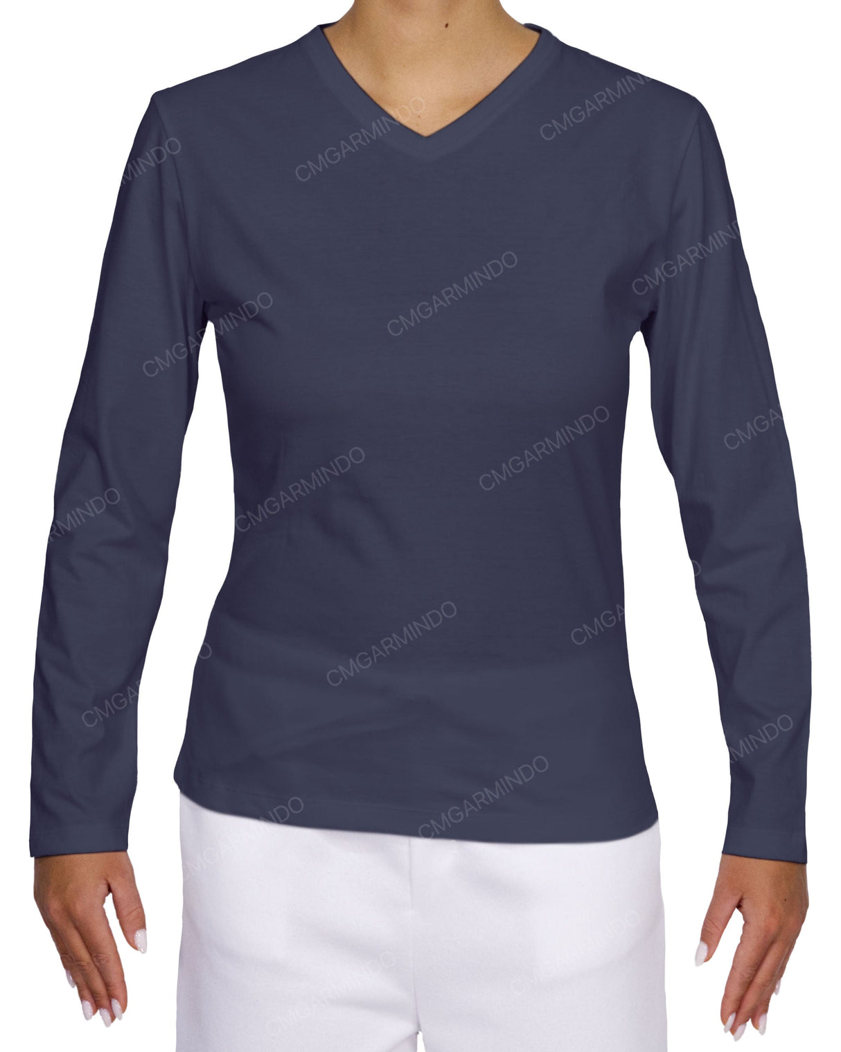 Fitted Long Sleeve V-Neck T-Shirt