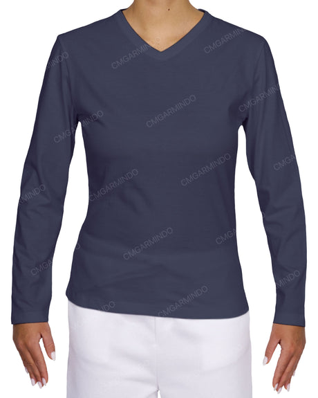 Fitted Long Sleeve V-Neck T-Shirt
