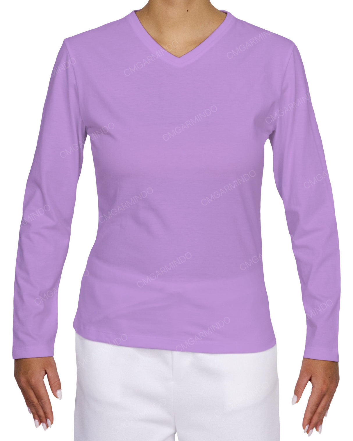 Fitted Long Sleeve V-Neck T-Shirt