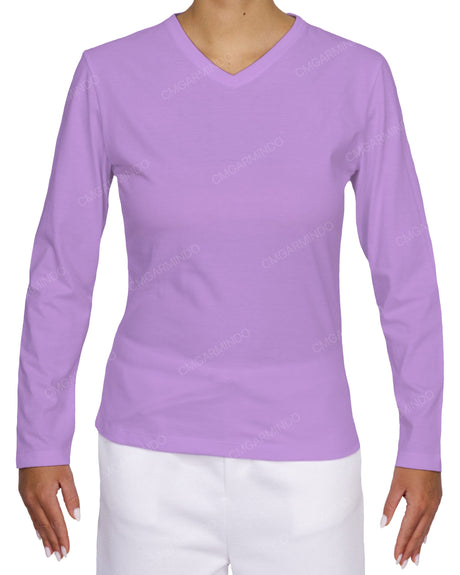 Fitted Long Sleeve V-Neck T-Shirt
