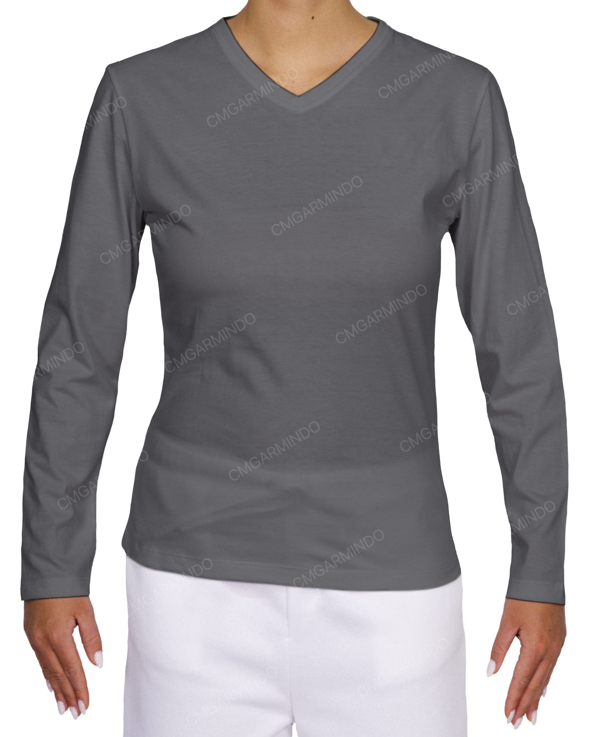 Fitted Long Sleeve V-Neck T-Shirt