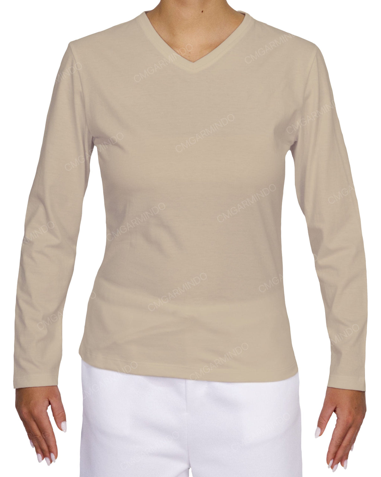 Fitted Long Sleeve V-Neck T-Shirt