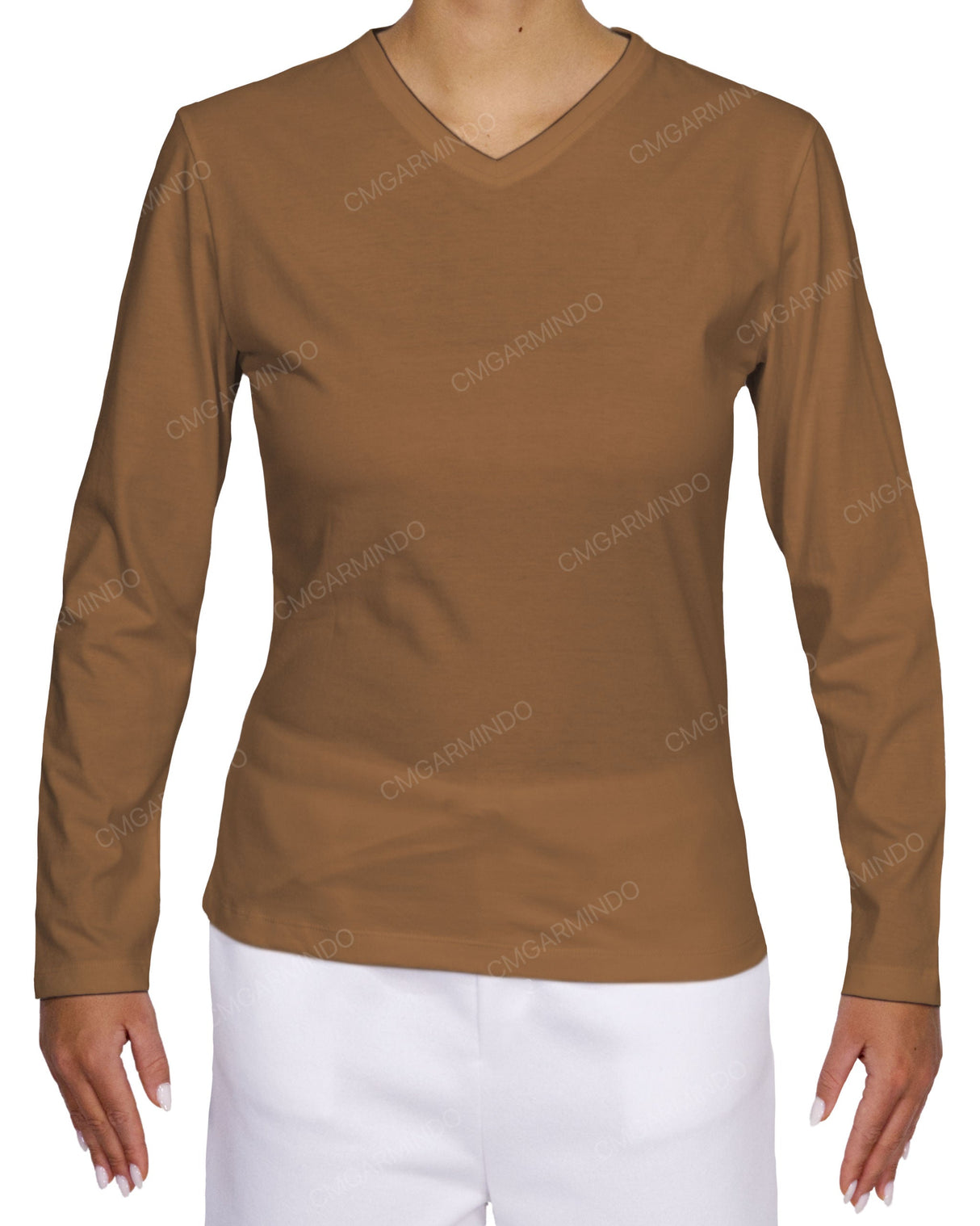Fitted Long Sleeve V-Neck T-Shirt