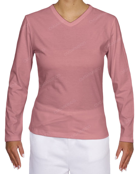 Fitted Long Sleeve V-Neck T-Shirt