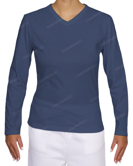 Fitted Long Sleeve V-Neck T-Shirt