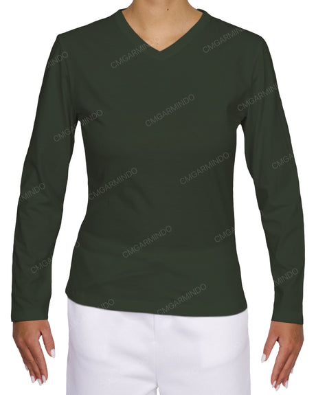 Fitted Long Sleeve V-Neck T-Shirt