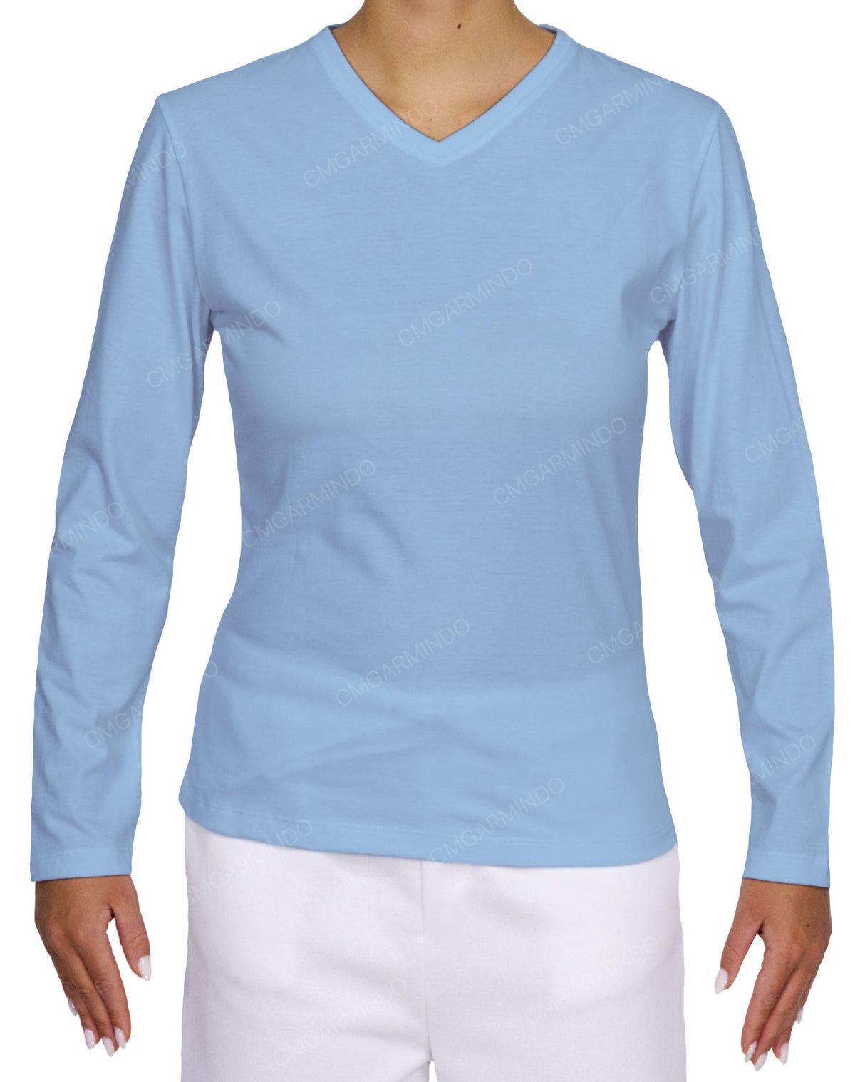 Fitted Long Sleeve V-Neck T-Shirt