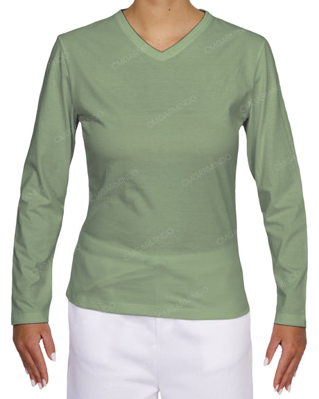 Fitted Long Sleeve V-Neck T-Shirt