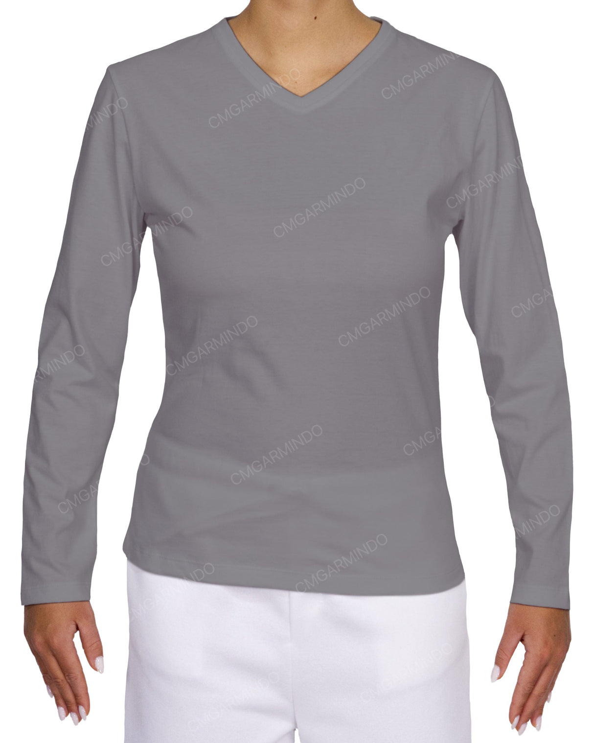 Fitted Long Sleeve V-Neck T-Shirt