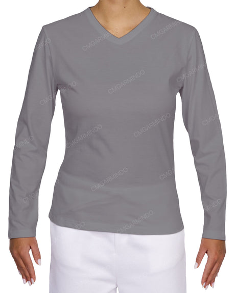 Fitted Long Sleeve V-Neck T-Shirt