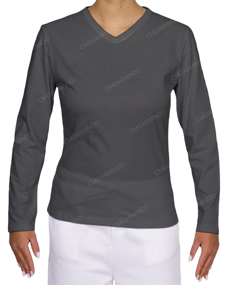 Fitted Long Sleeve V-Neck T-Shirt
