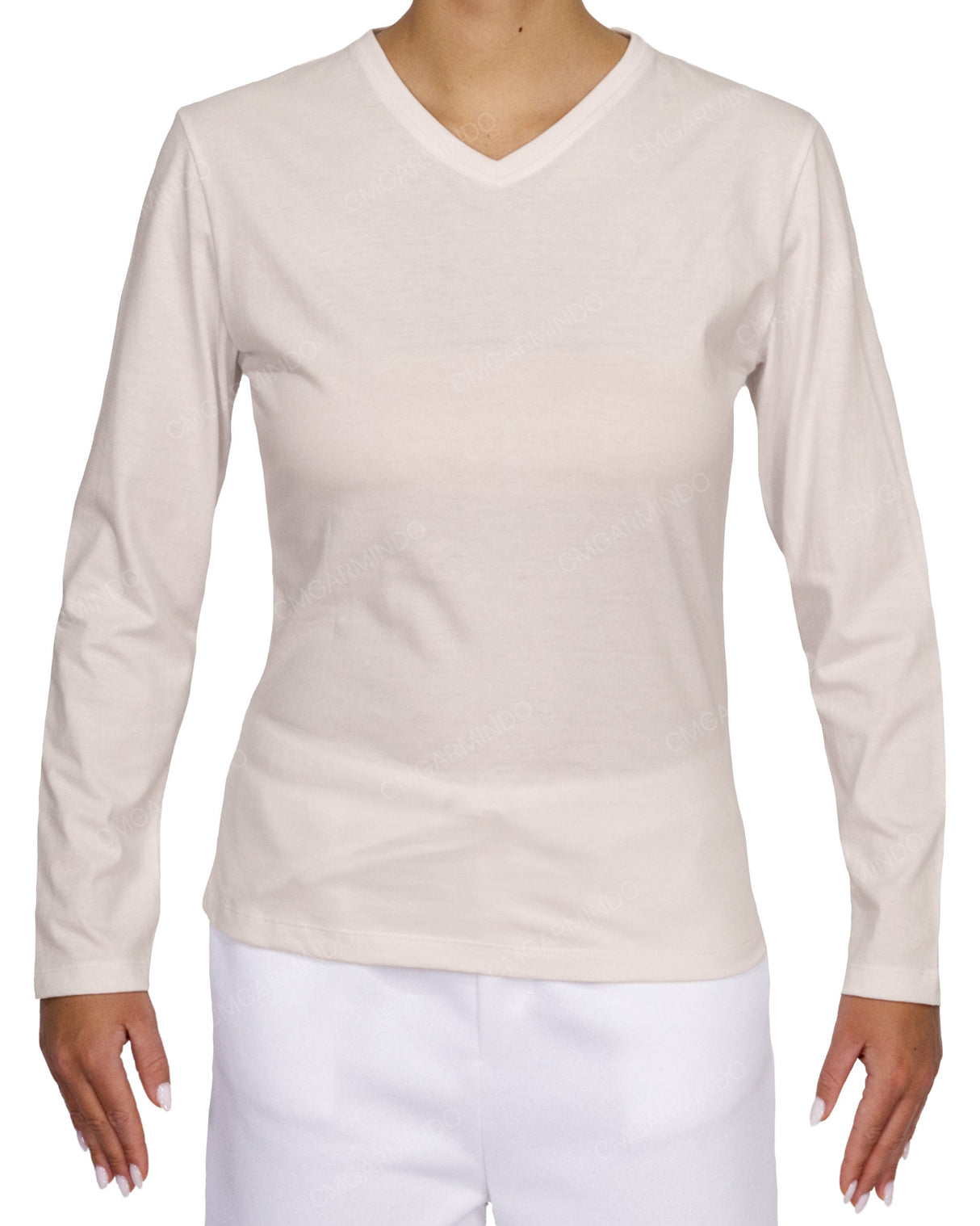 Fitted Long Sleeve V-Neck T-Shirt