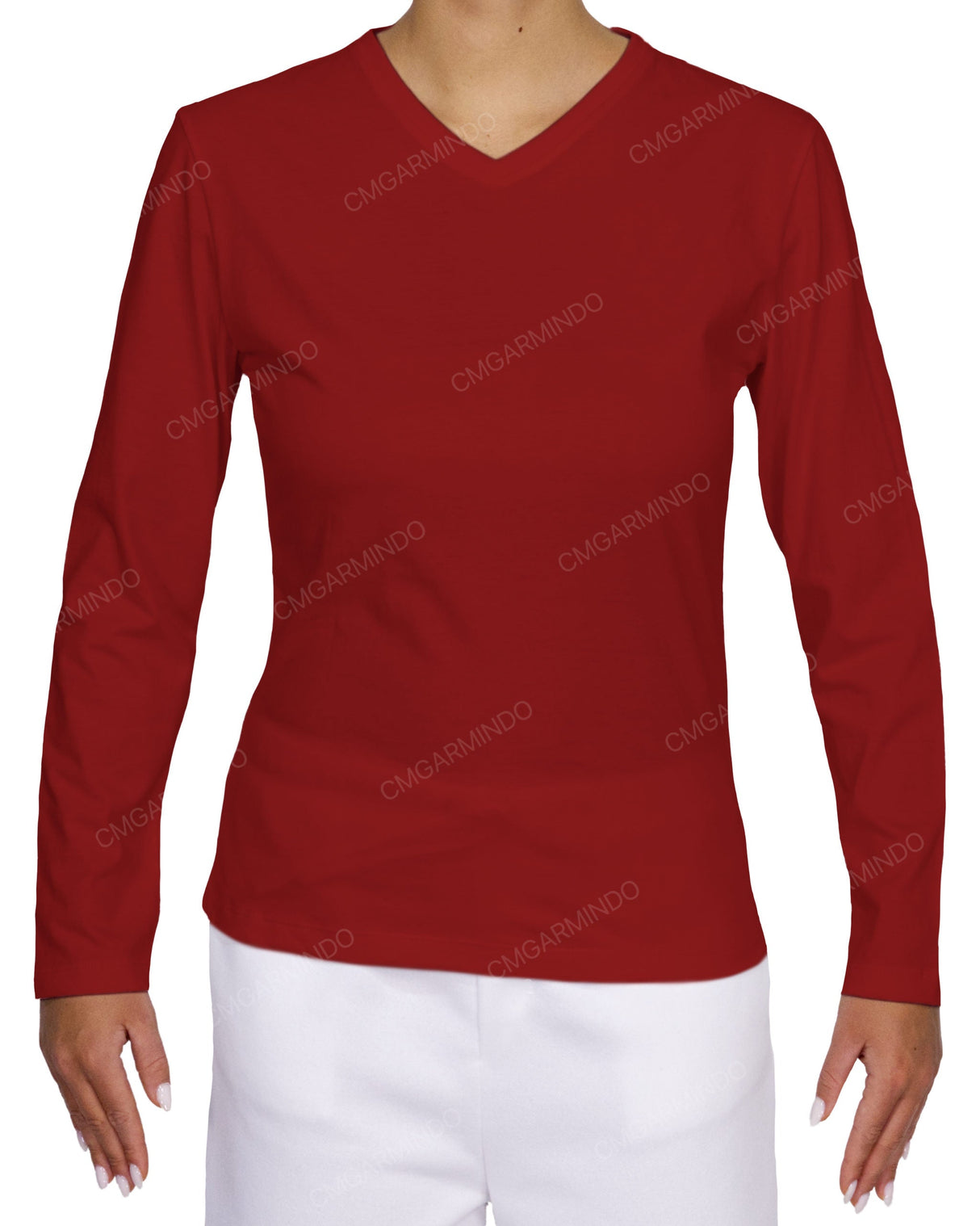 Fitted Long Sleeve V-Neck T-Shirt
