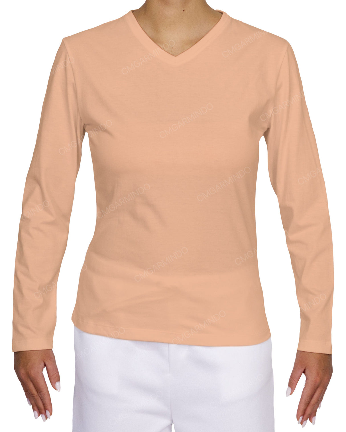 Fitted Long Sleeve V-Neck T-Shirt