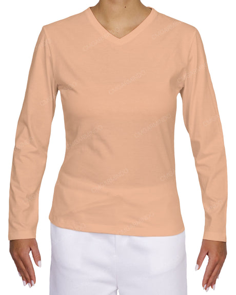 Fitted Long Sleeve V-Neck T-Shirt