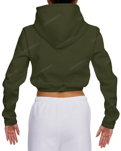 Elastic Hem Crop Hoodie
