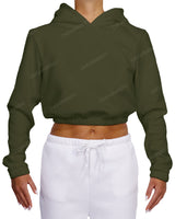 Elastic Hem Crop Hoodie