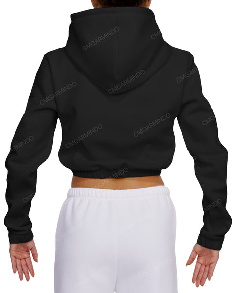 Elastic Hem Crop Hoodie