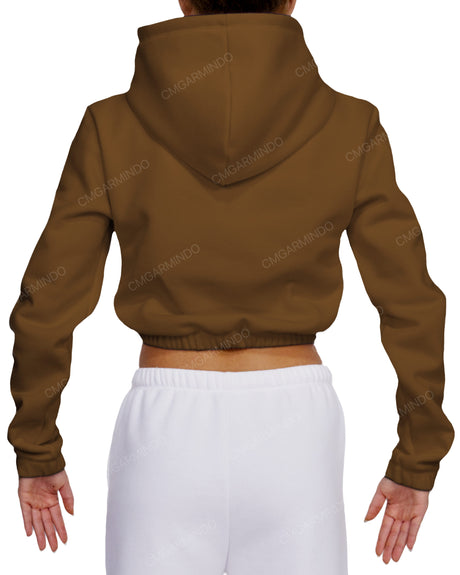 Elastic Hem Crop Hoodie