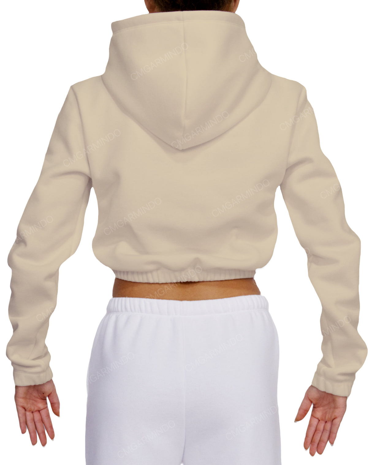 Elastic Hem Crop Hoodie