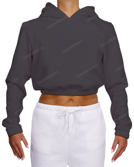 Elastic Hem Crop Hoodie