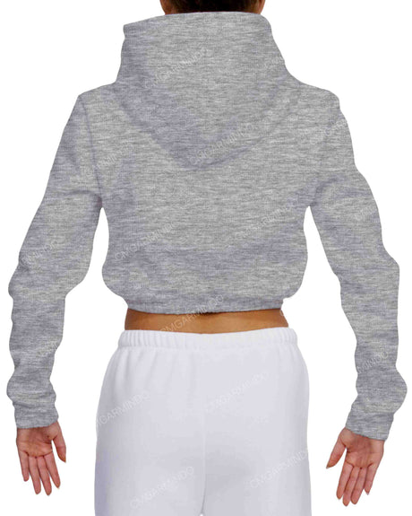 Elastic Hem Crop Hoodie