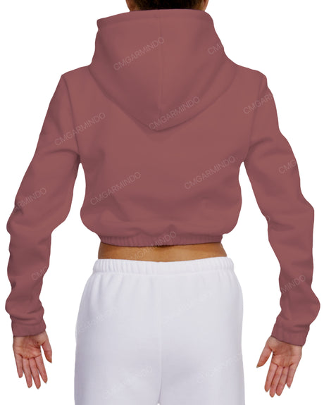 Elastic Hem Crop Hoodie