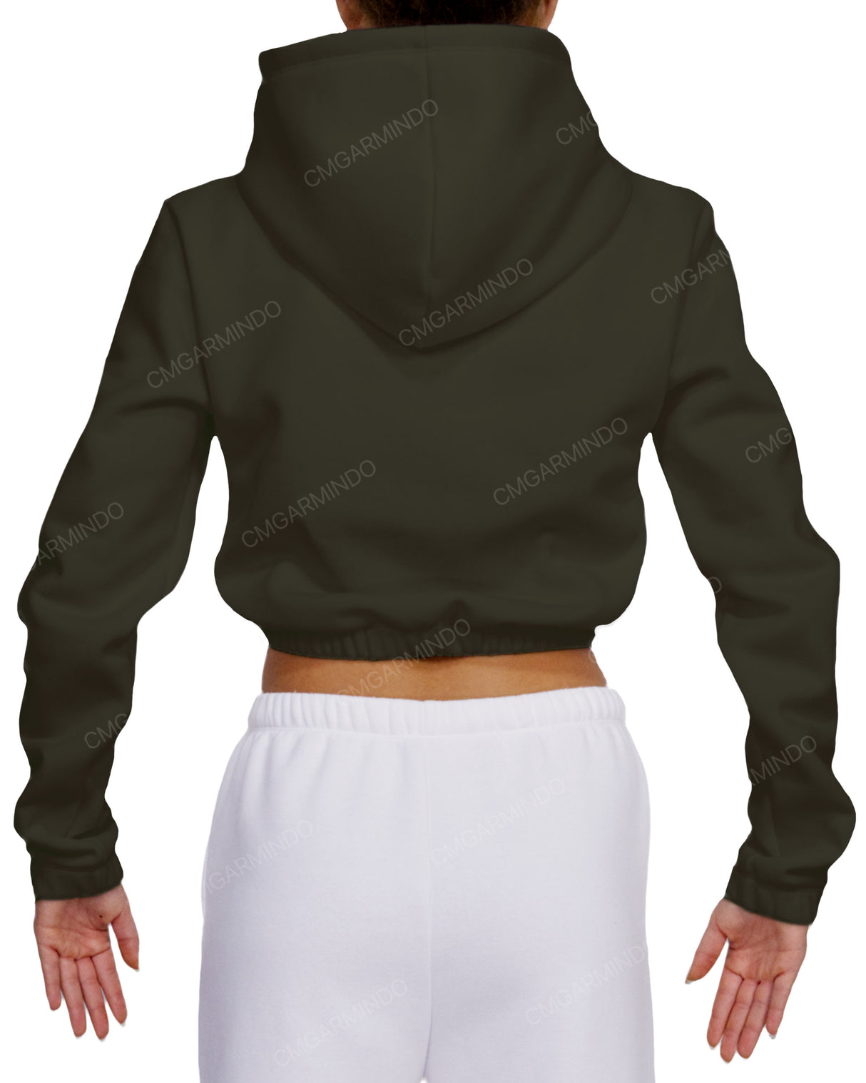 Elastic Hem Crop Hoodie