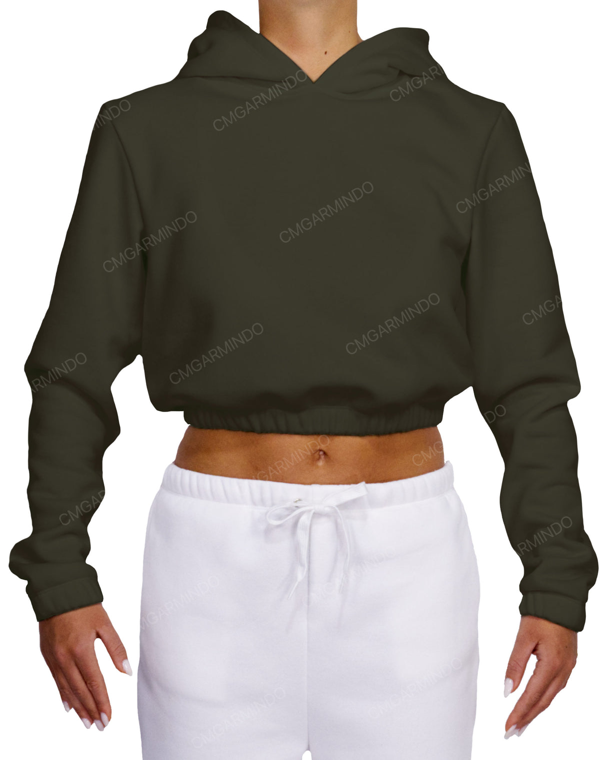 Elastic Hem Crop Hoodie