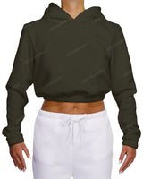 Elastic Hem Crop Hoodie