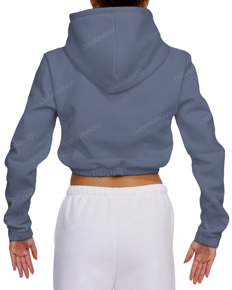Elastic Hem Crop Hoodie