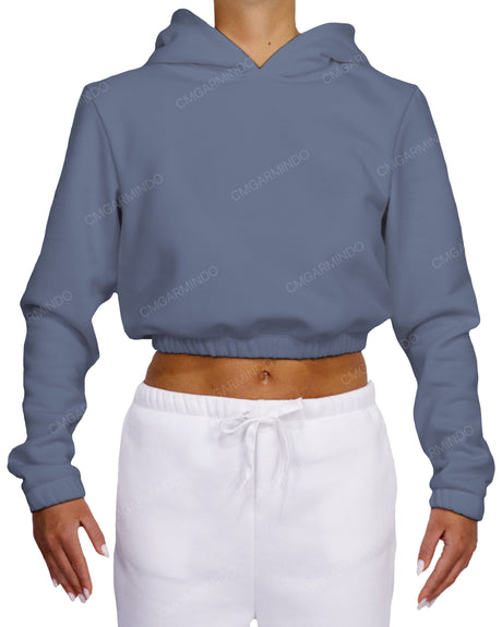 Elastic Hem Crop Hoodie
