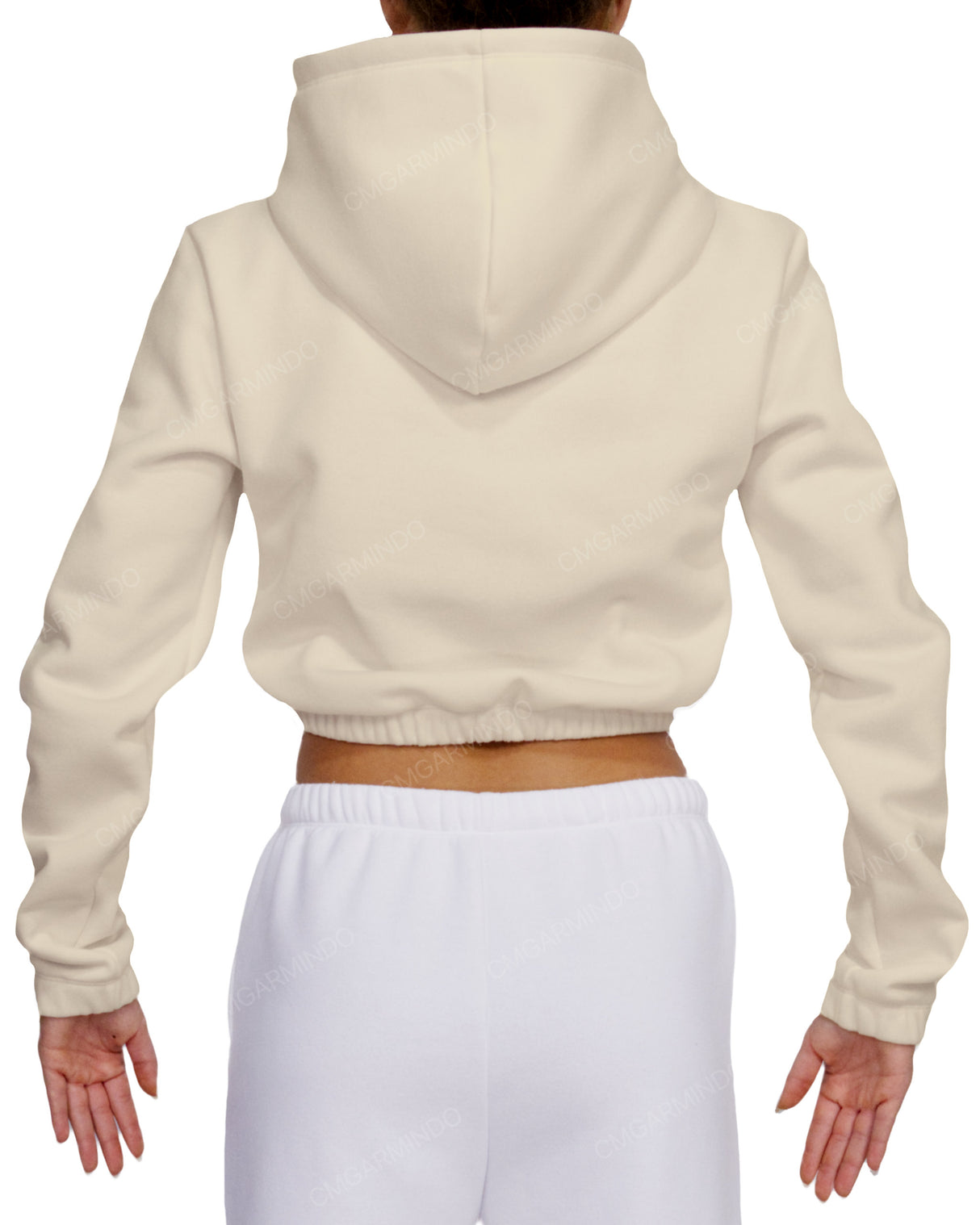Elastic Hem Crop Hoodie