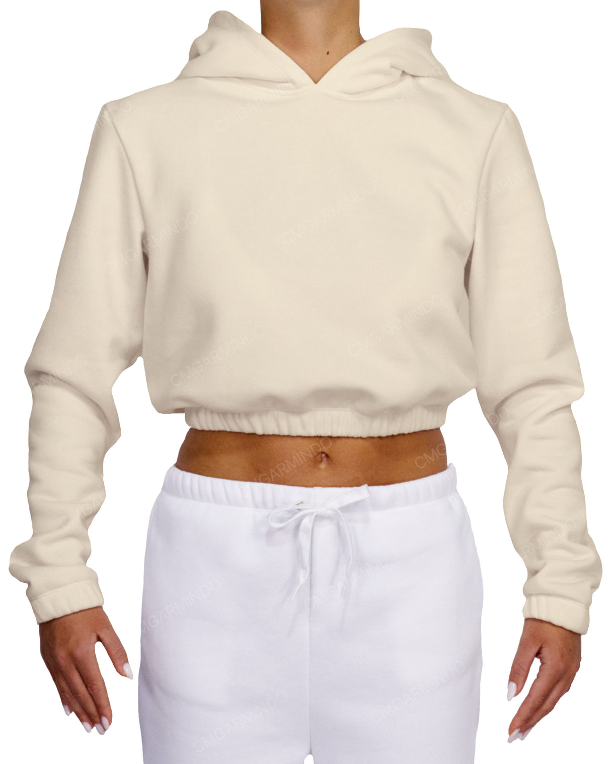 Elastic Hem Crop Hoodie