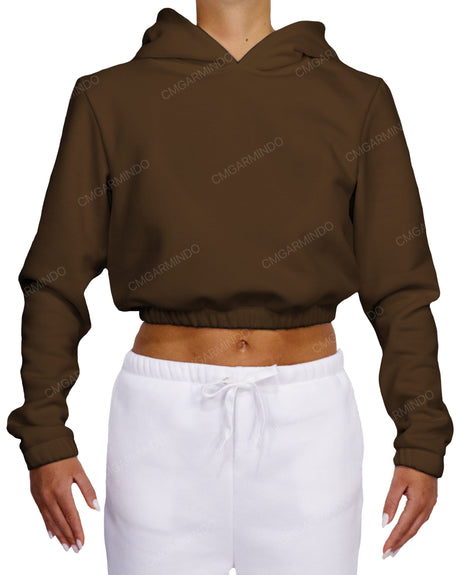 Elastic Hem Crop Hoodie