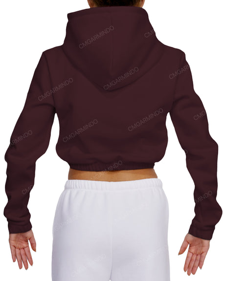 Elastic Hem Crop Hoodie