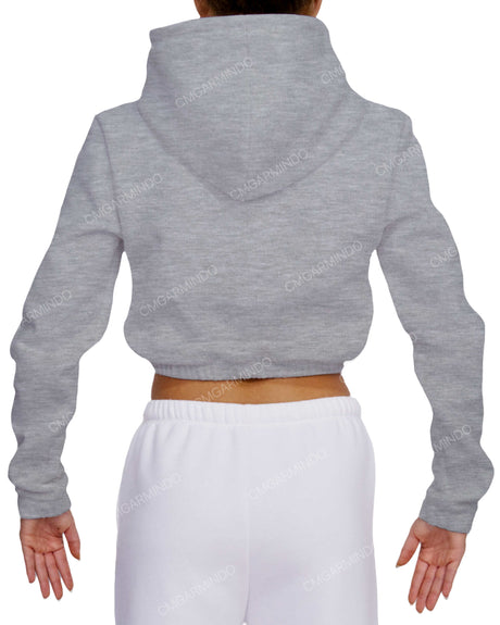 Elastic Hem Crop Hoodie