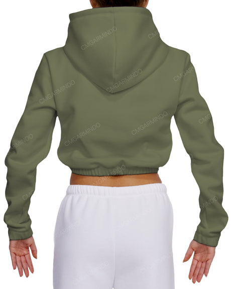 Elastic Hem Crop Hoodie