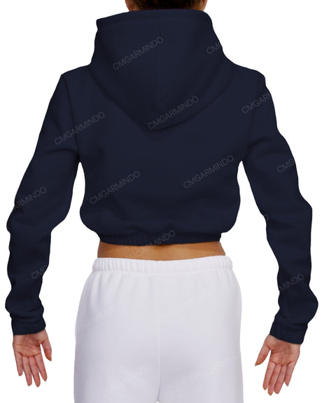 Elastic Hem Crop Hoodie