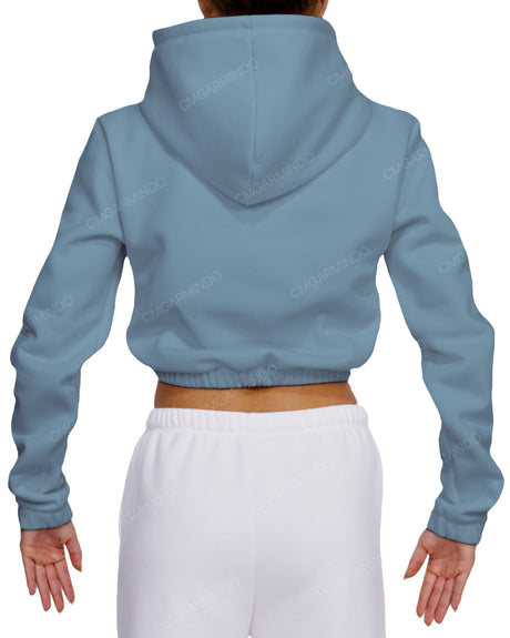 Elastic Hem Crop Hoodie