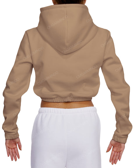 Elastic Hem Crop Hoodie