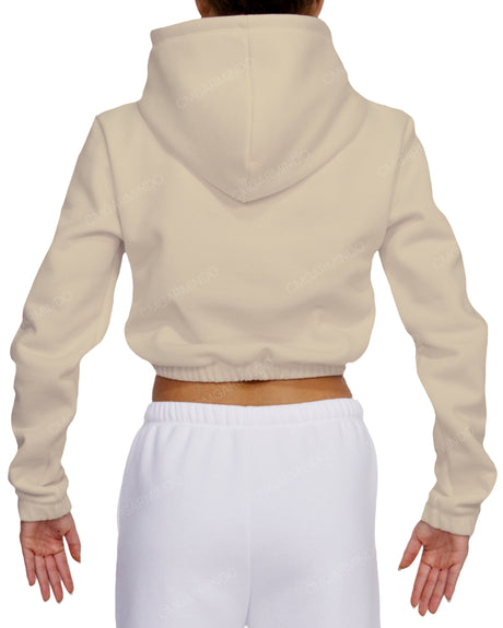Elastic Hem Crop Hoodie