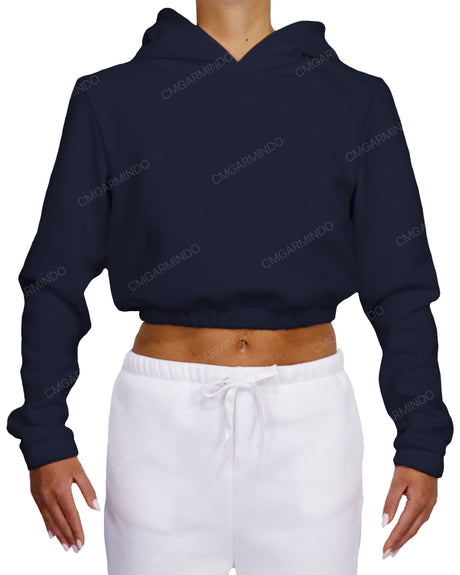 Elastic Hem Crop Hoodie
