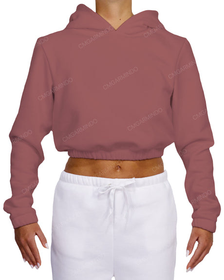 Elastic Hem Crop Hoodie