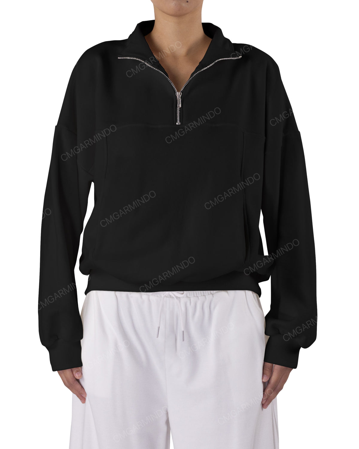 High Neck Multipanel Sweatshirt